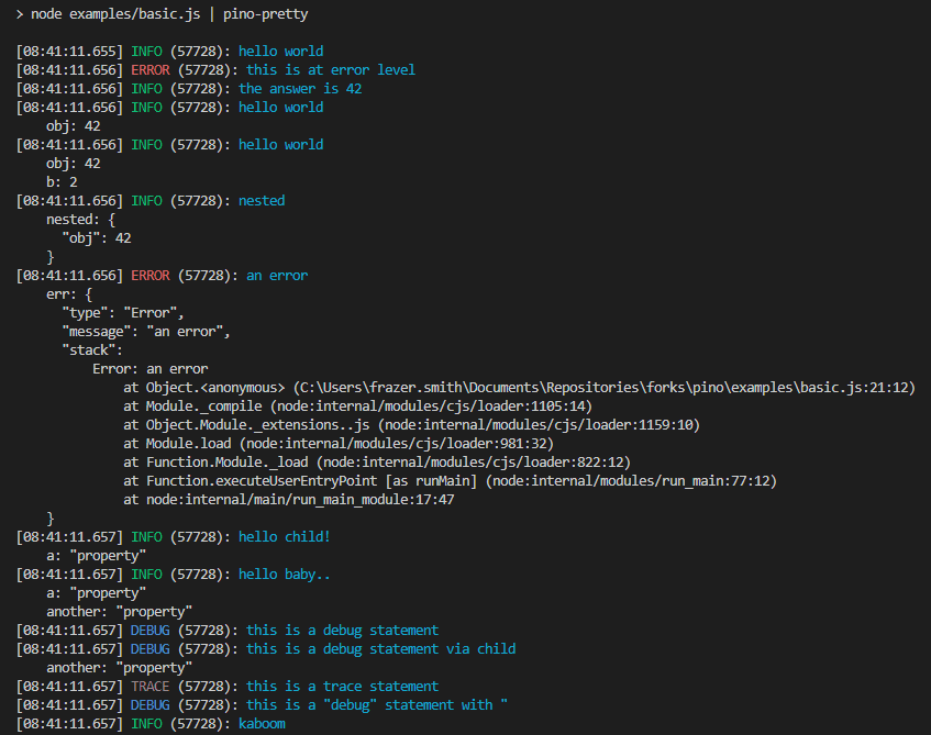 pino-pretty-formatting